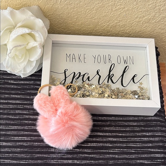 Accessories - Pink Fluffy Bunny Keychain, NWOT